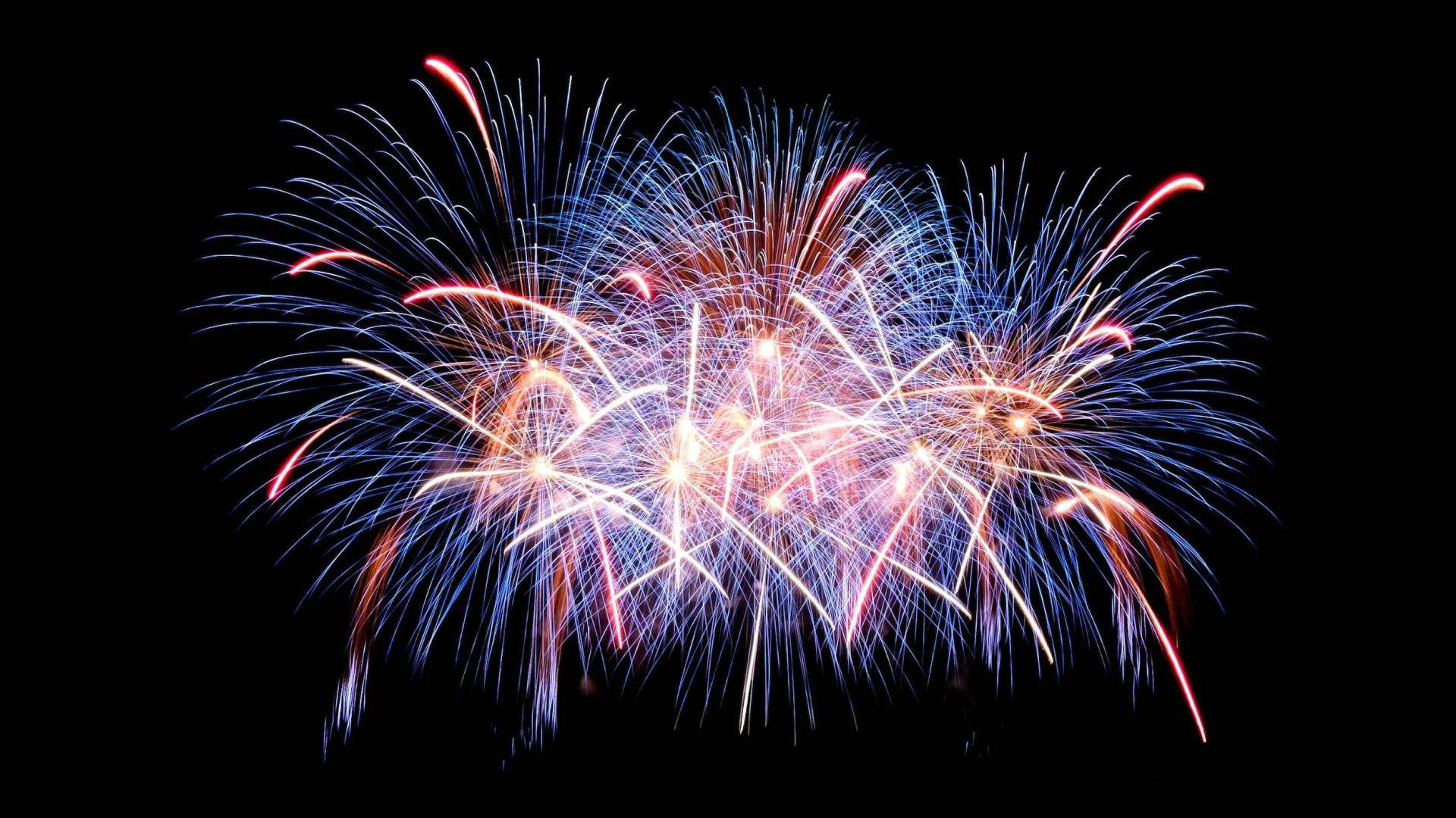 Colorful fireworks bursting in the night sky.