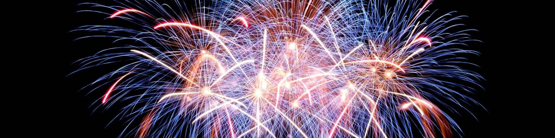 Colorful fireworks bursting in the night sky.