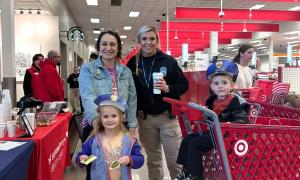 officer having coffee with family in target