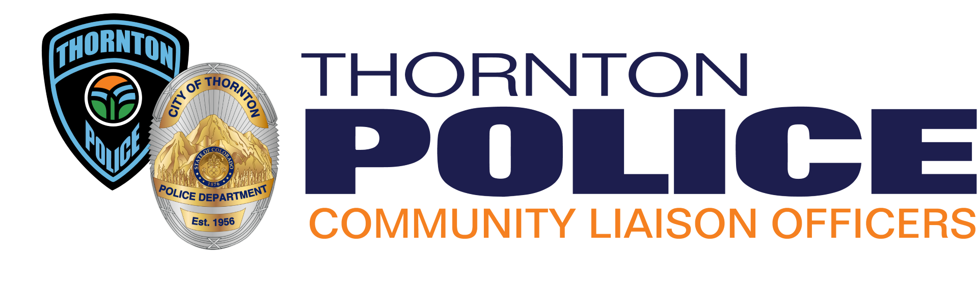Thornton police community liaison officers logo with thornton police and city of thornton police department logos